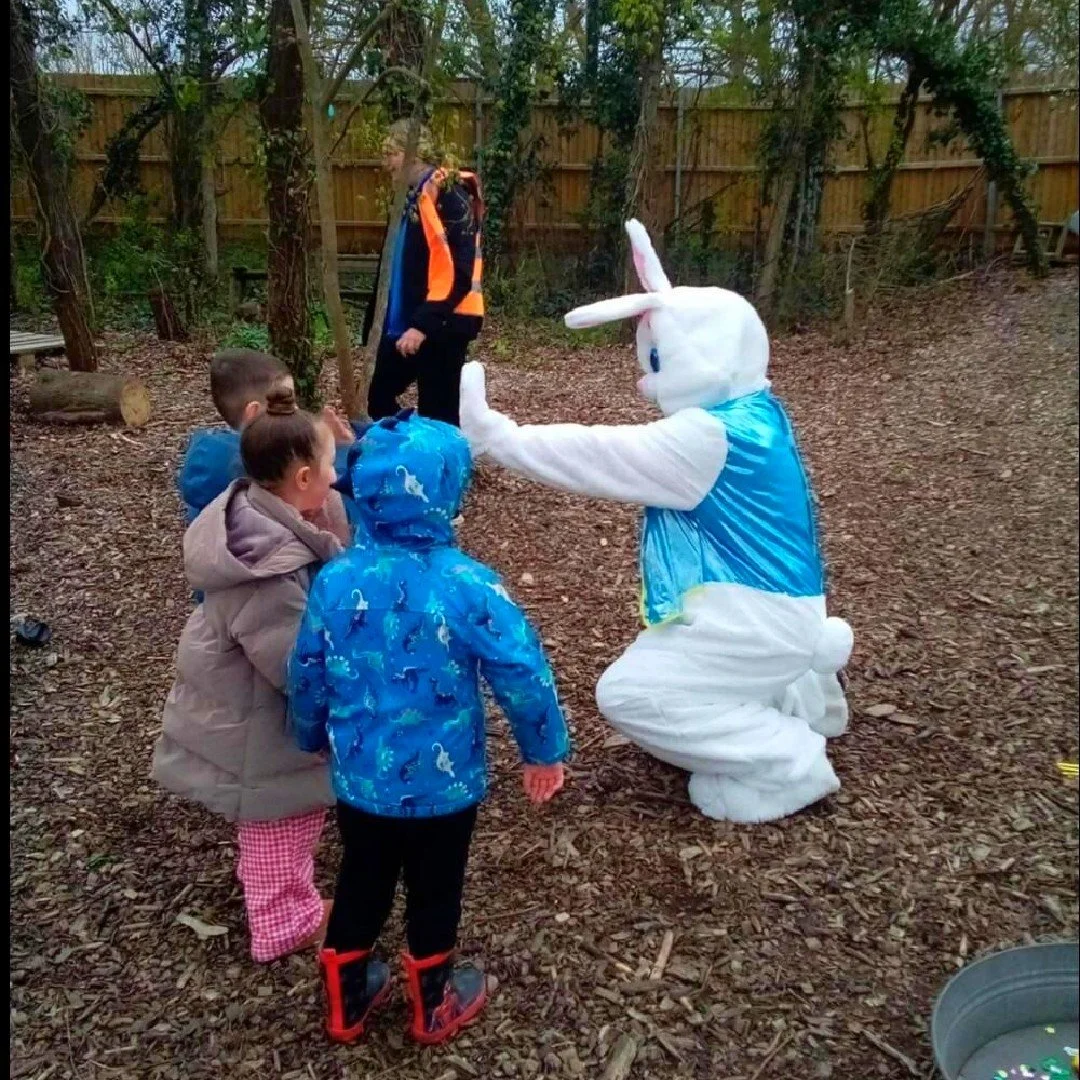 The Easter Bunny came to visit the Treehouse Club Wickford, joining them in the woodland play area. Lots of fun Easter activities happening this week with mask making and egg hunts. 

#Easter2026 #TheTreehouseClub