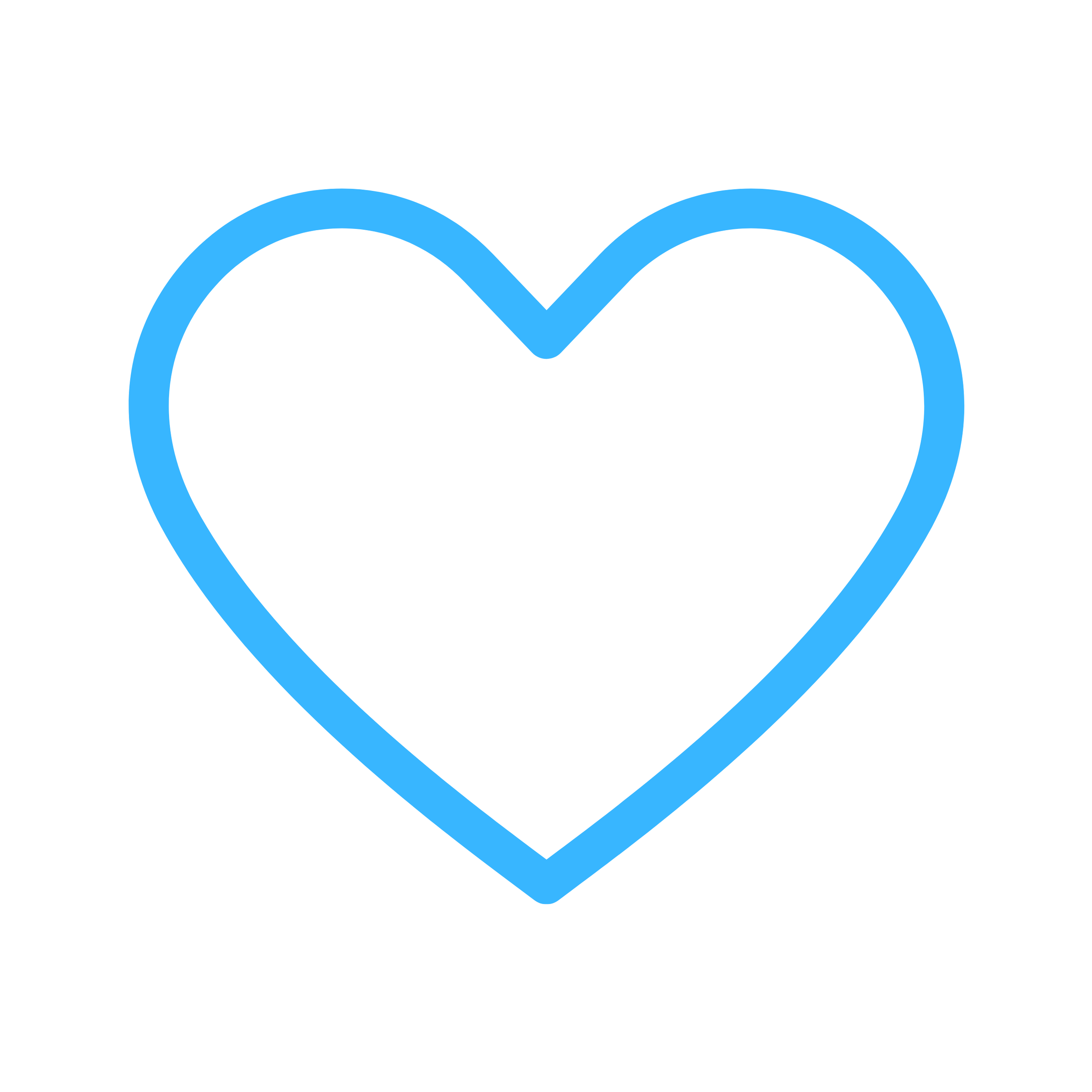 Blue outline heart shape on a white background.