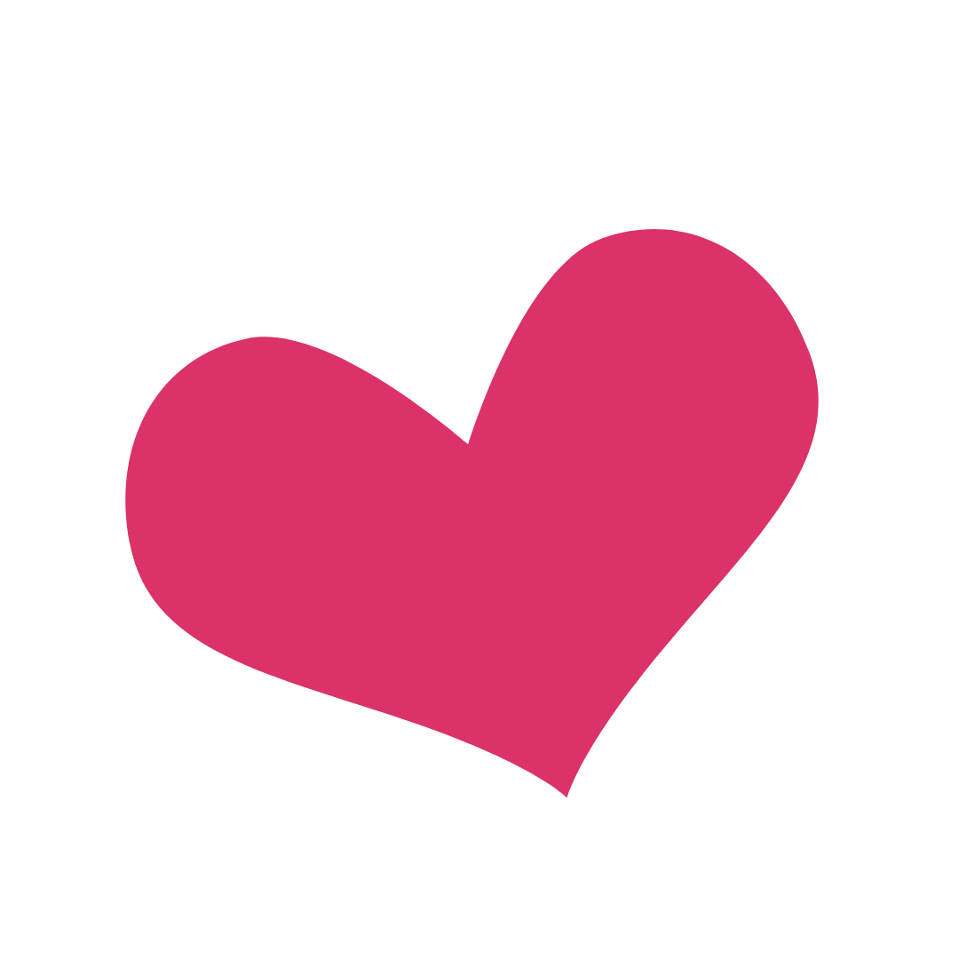 Pink heart with a small crack at the top right, set against a white background.