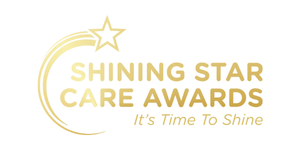 Logo for the Shining Star Care Awards with a glowing star and crescent moon, featuring the tagline 'It's Time To Shine'.