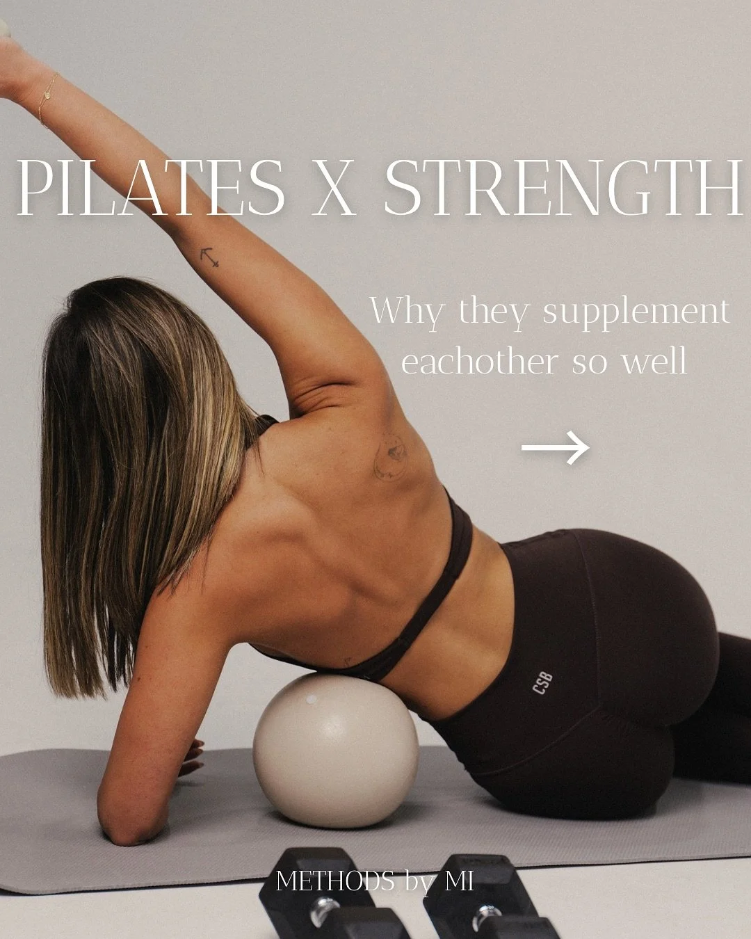 I will forever praise the support both Pilates and Strength training offer eachother💪🏽
The result we want : A body that’s not only strong, but also, aligned, pain-free, and capable of performing in and out of the gym 
Offering the perfect m
