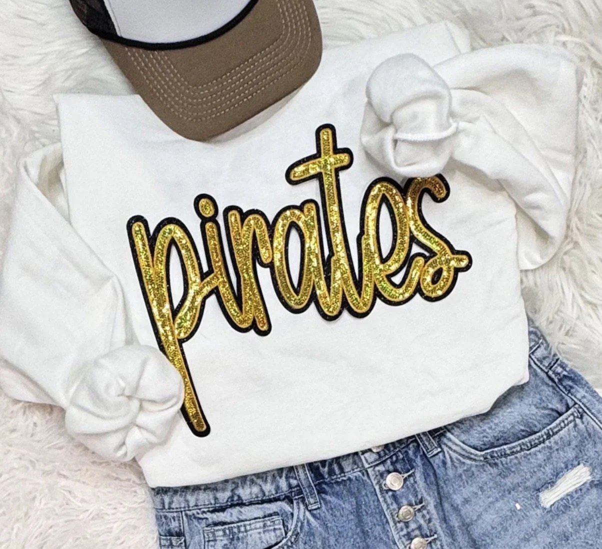 Pirates Script Sequin Top