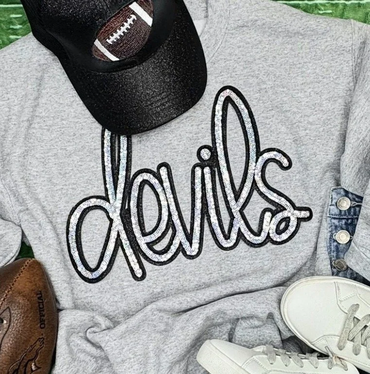 Devils Script Sequin Top