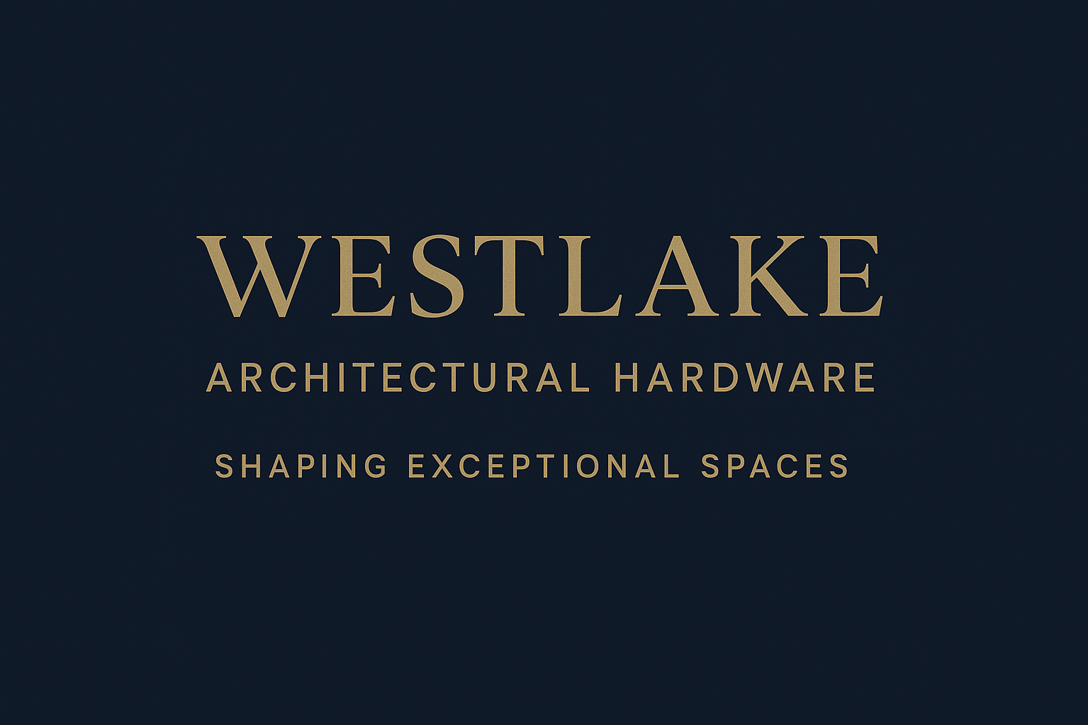 westlake hardware architectural logo in dark bleu and gold fond