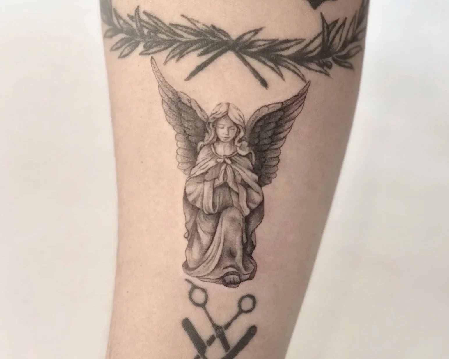 Hand-drawn praying angel statue