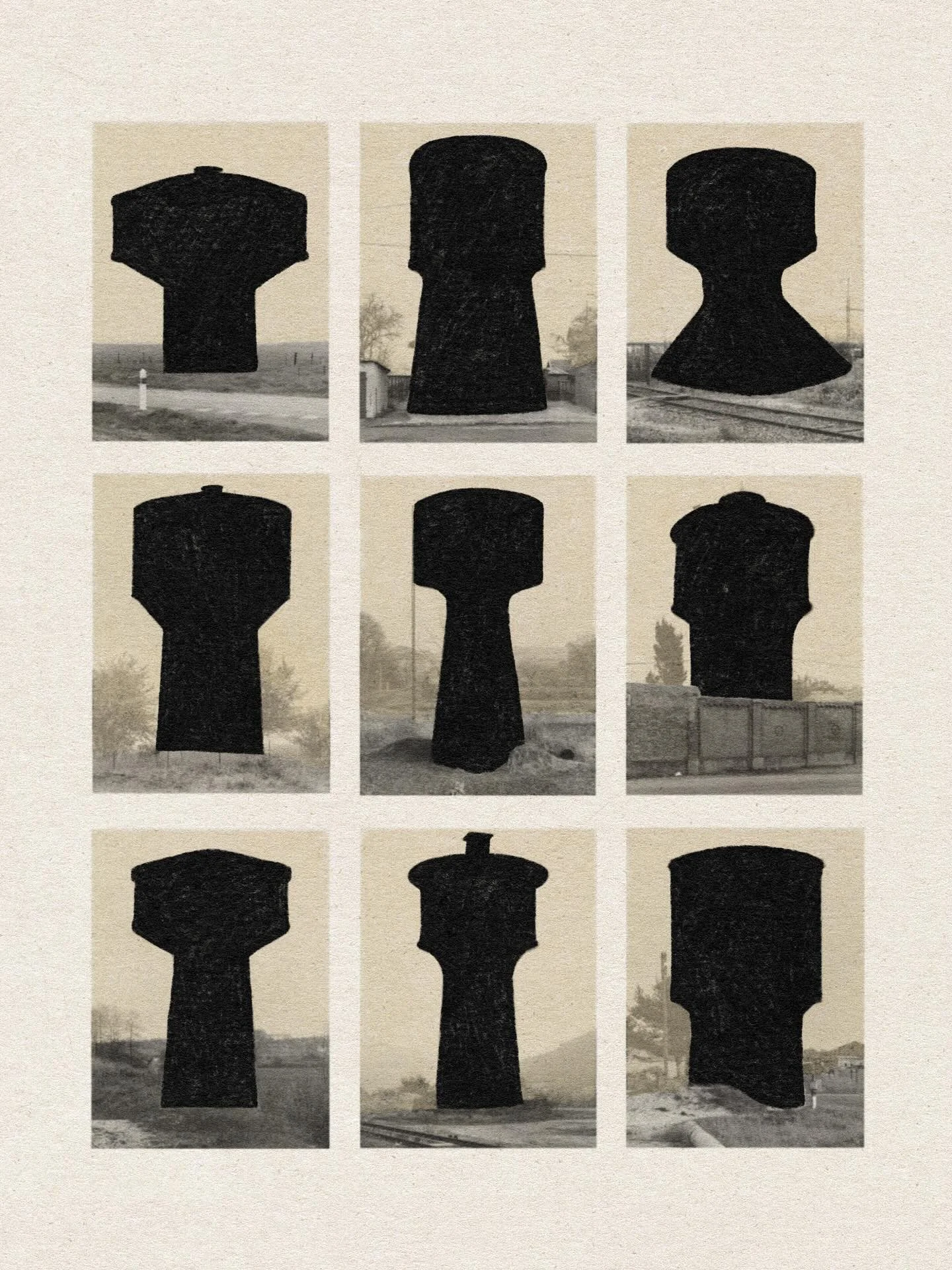 Another photo/digital collage moment. This time for Bernd Becher and Hilla Becher&rsquo;s &lsquo;Water Towers&rsquo;, 1988. 🖍️

#prints #sophiedellerprints #sophiedeller #illustration #artistinresidence #artiststudios #artiststudiovisit #watertowers