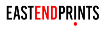 Logo of East End Prints with black background, white text, and a red letter E in the word 'END'