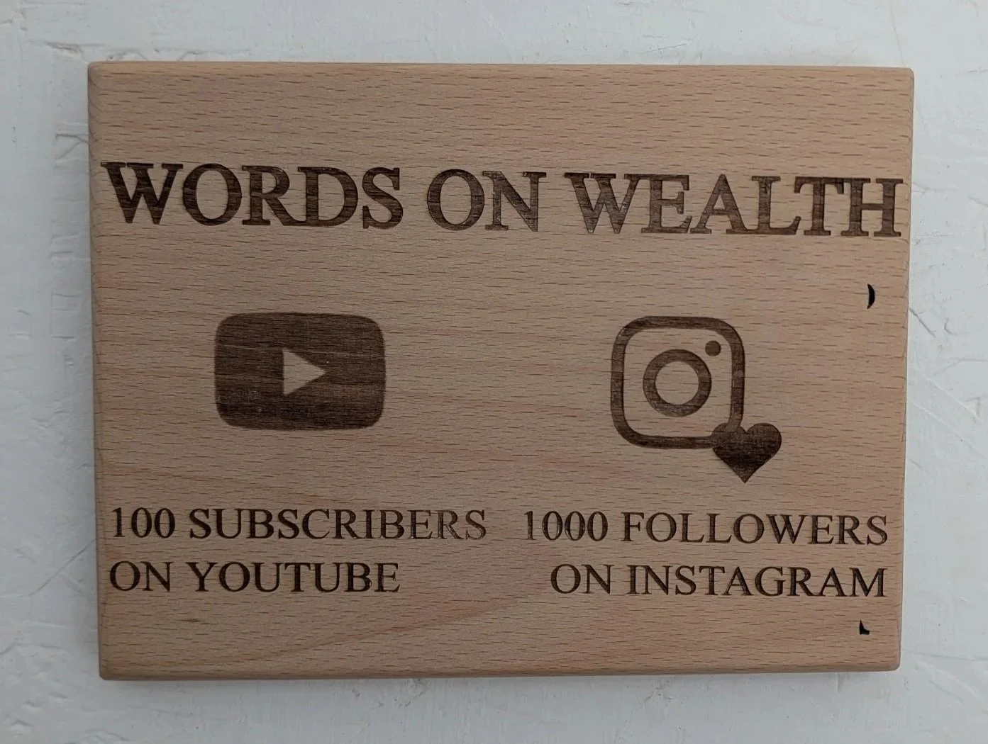 Husband asked for a celebratory plaque for his wife as her business grows! Laser engraved on beech, wall mounted for all their webinars. 