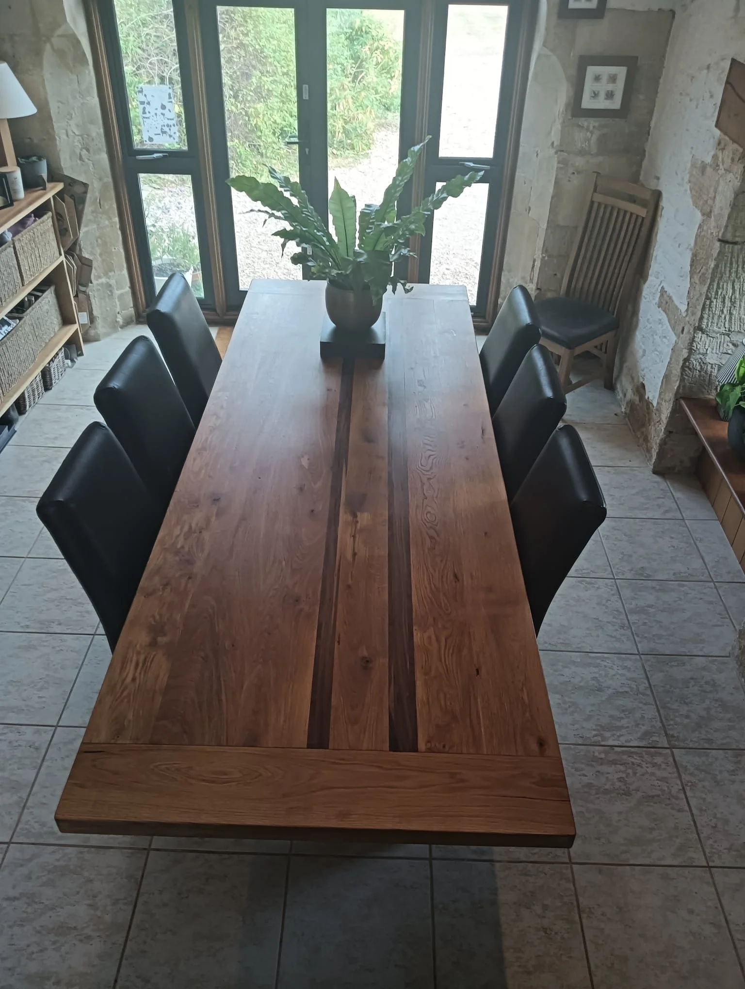 Not just making new - but repairing too. 
This 2.5m oak table has seen better days after years of home use. The customer reached out allowing me to repair adding two walnut strips to give the table years of life again!