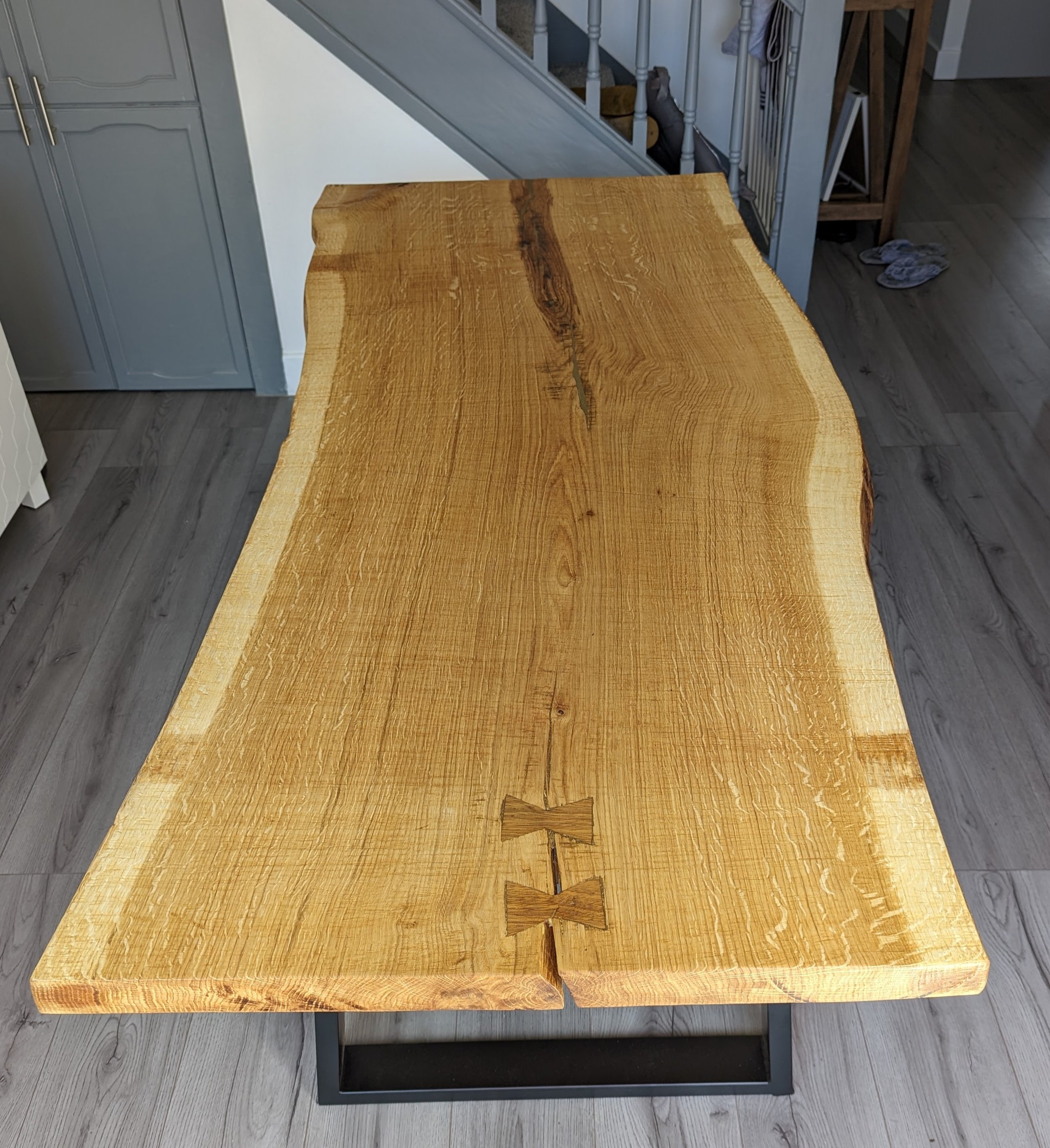 Couple had the idea of wanting a slab dining table from a tree that was in the family home. 