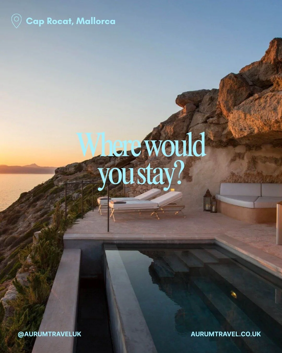 Where would you stay? ✨

Four icons of luxury. Four unforgettable destinations.
From the historic fortress of Cap Rocat in Mallorca, to the cliffside elegance of Canaves Ena in Santorini, the timeless charm of Passalacqua on Lake Como, and the contem