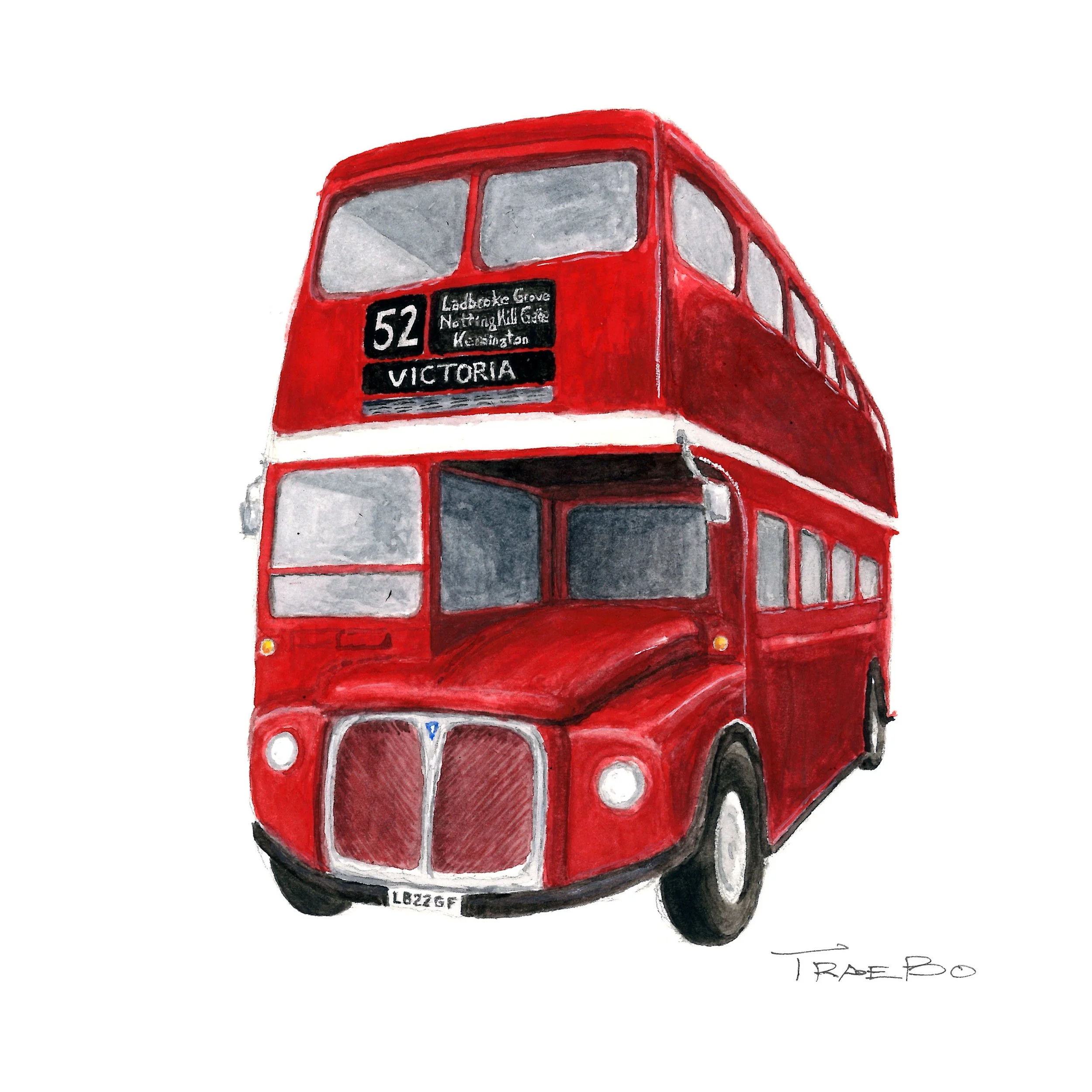 DOUBLE DECKER BUS WATERCOLOR