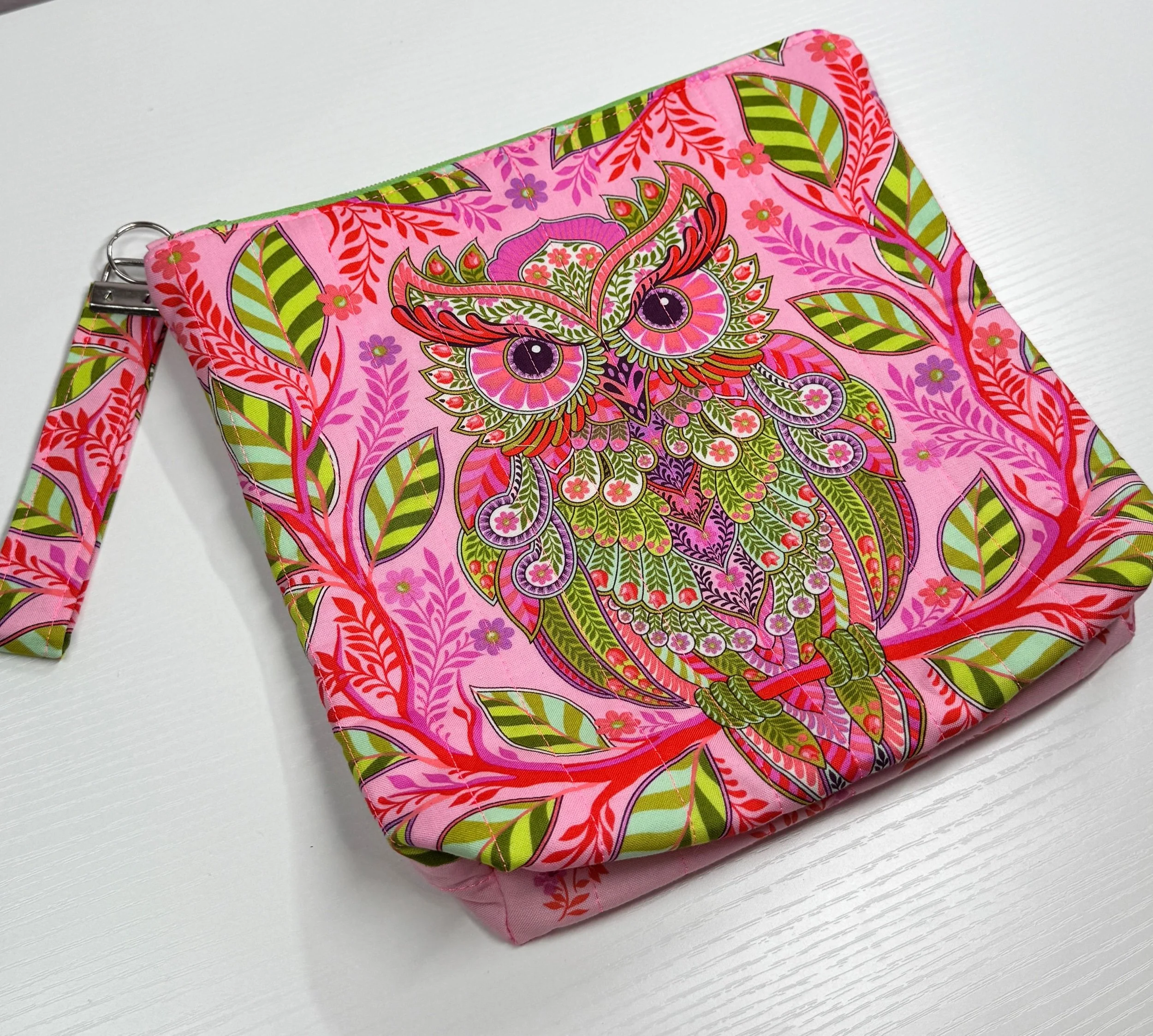PInk/Green Owl Pouch SALE