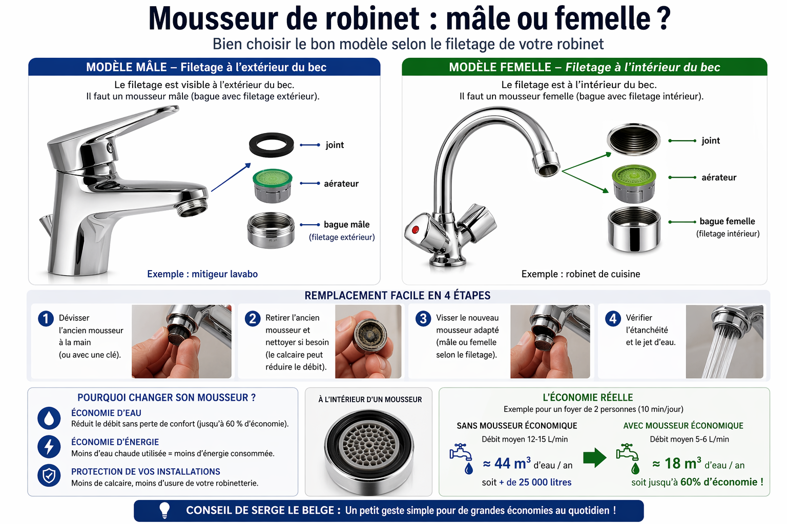 Réduire sa consommation d’eau : Changer le mousseur du robinet 