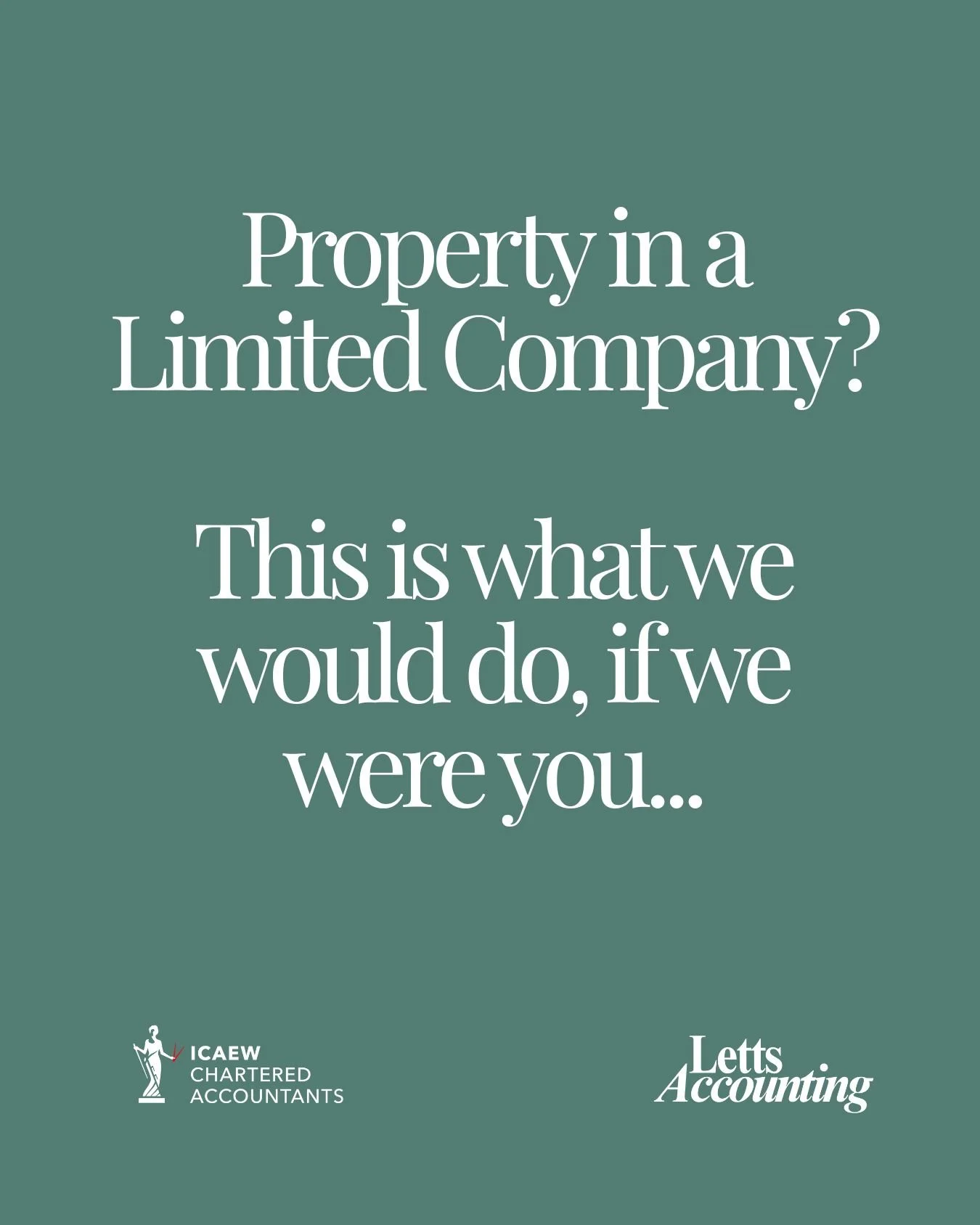 Own properties in a limited company? 

Whether your properties are short-term lets or long-term rentals can impact things like VAT registration - and that's just the start.

Our prices start from just &pound;995 + VAT for a property portfolio year-en