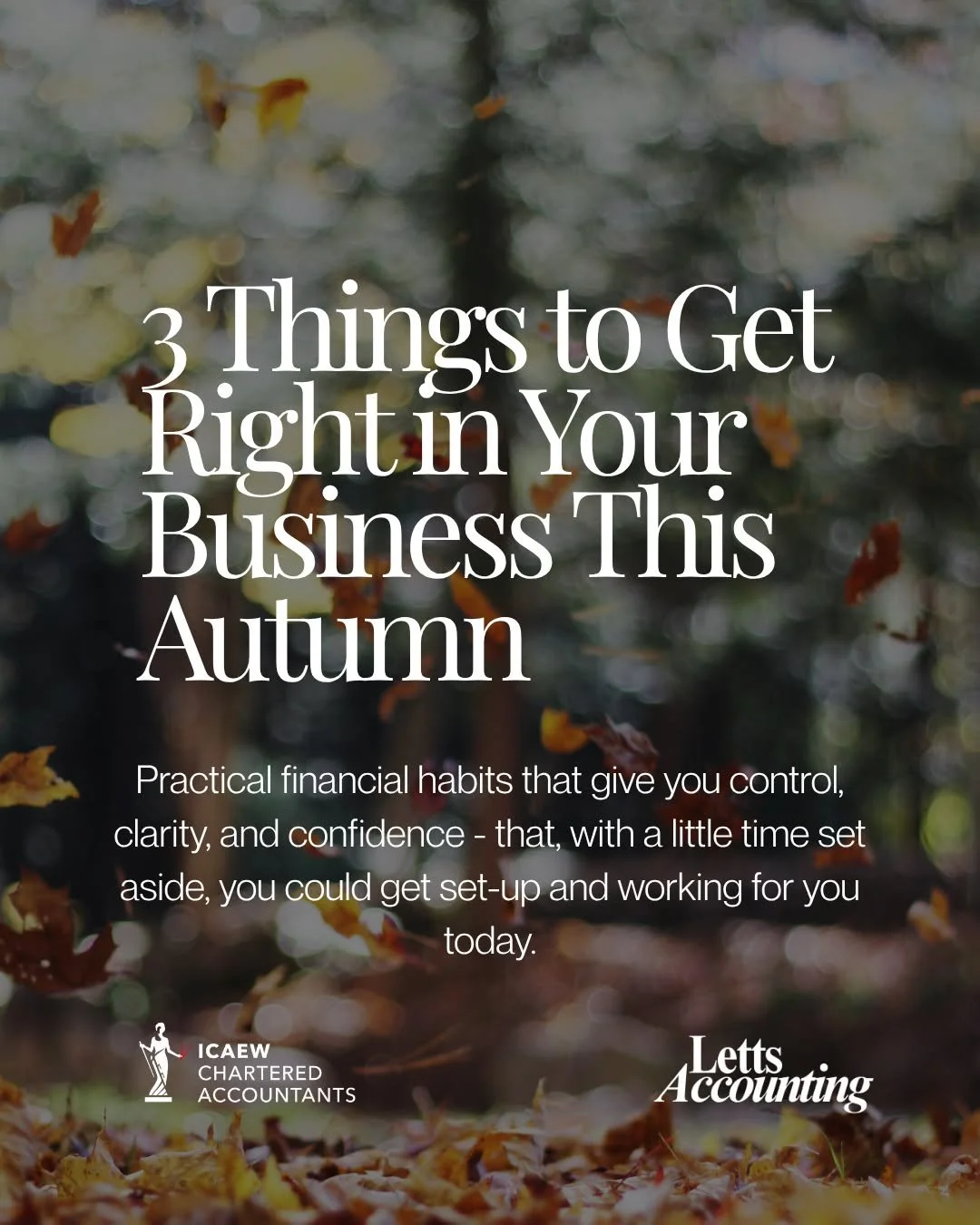 Want to get your finances in order before the new year? 🍁🍂

Autumn is the perfect time to tighten up your business finances before things get busy heading into Q4. Here are 3 simple habits that give you control, clarity and confidence, starting tod