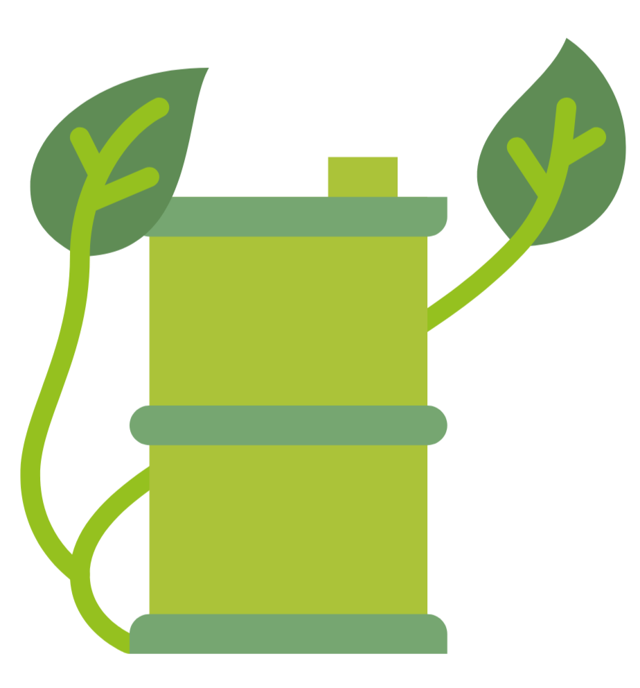 Illustration of a green power drill with two leaves attached to the handle, symbolizing eco-friendly or sustainable technology.