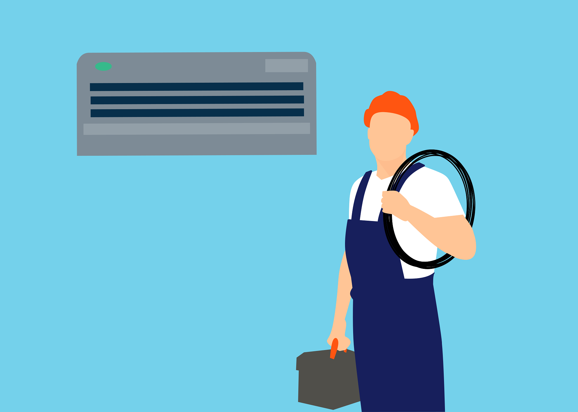 Air conditioning engineer inspecting an indoor unit