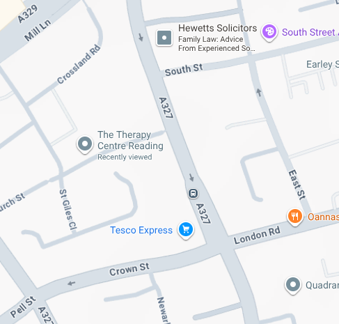 Map showing location of The Therapy Centre in Reading.