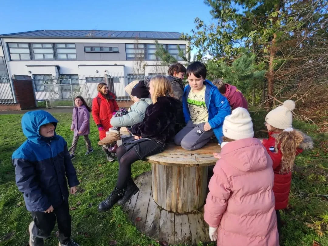 Crann Worshop in the Discovery Garden. Claire's class planted our own class tree and made a wish on it