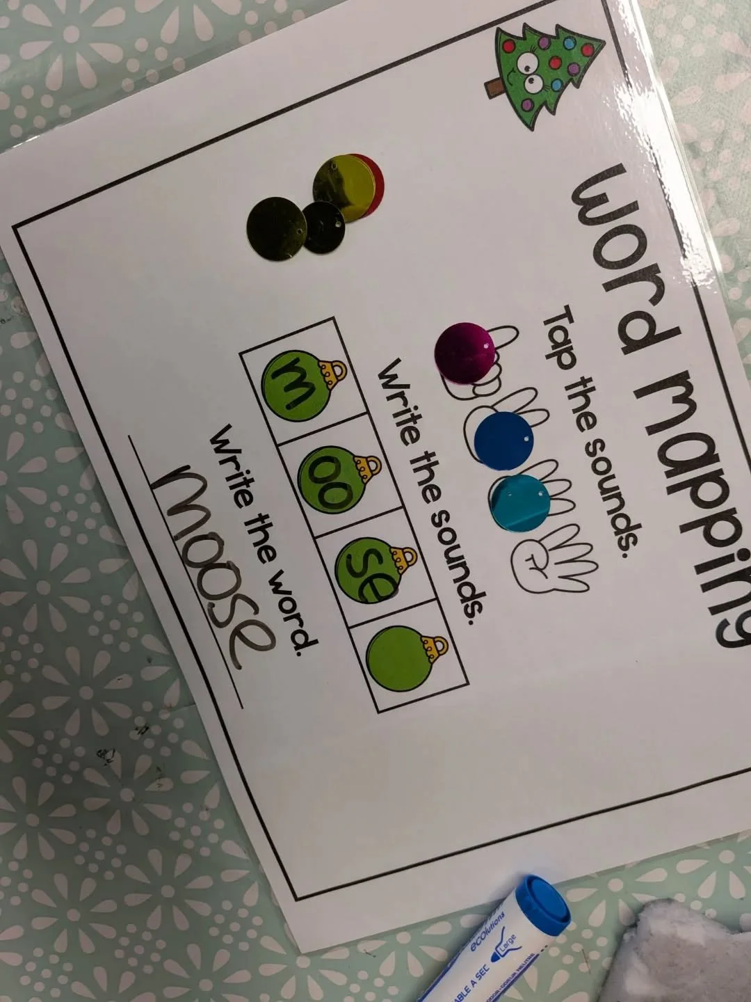 In a small group some 3rd class practiced spelling vowel teams using orthographic mapping connecting each sound to its letters. Building strong spellers, one phoneme at a time!