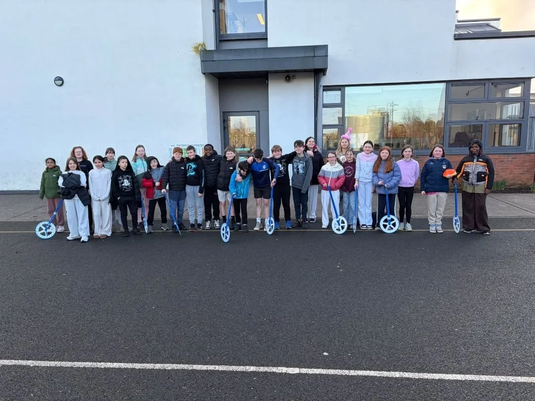 Caoimhe&rsquo;s 5th Class exploring length by measuring how many metres we can cover in 5 seconds 📏🏃🏽&zwj;♀️