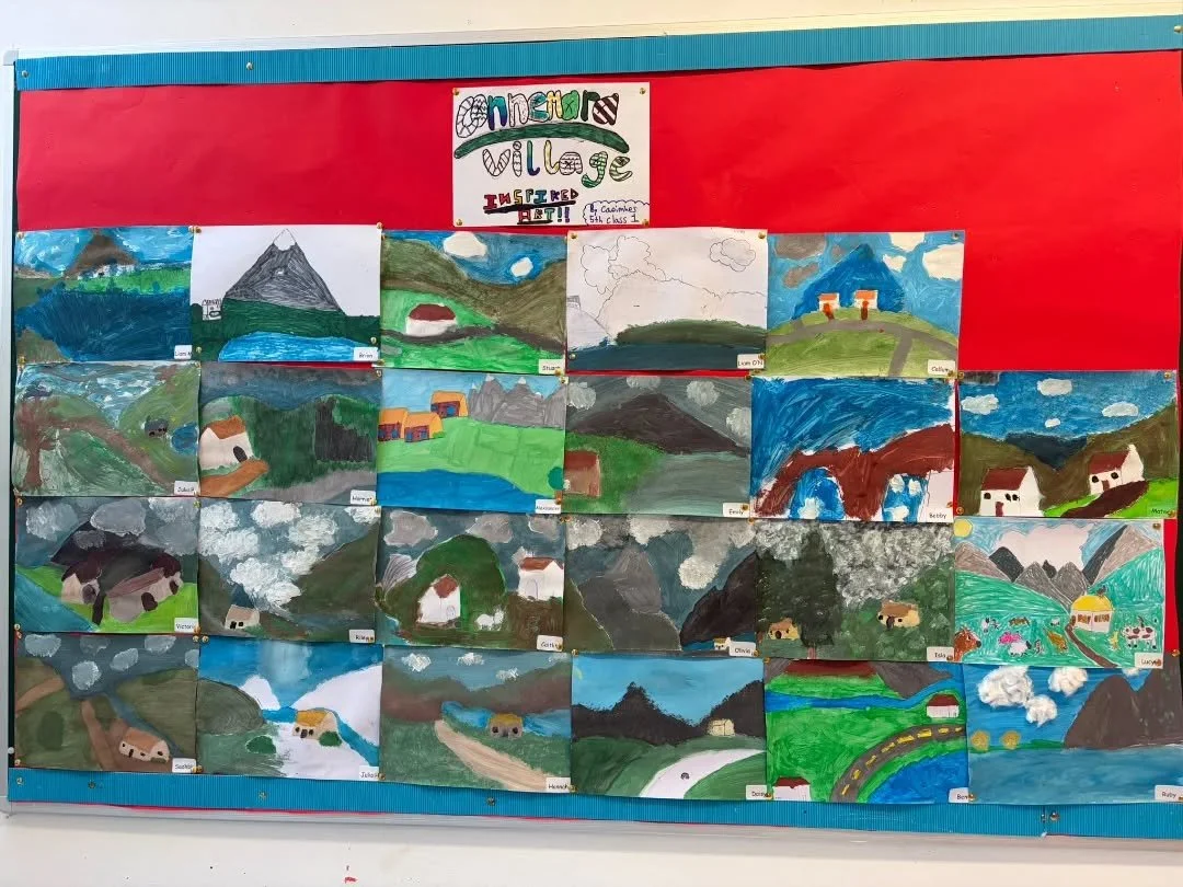 Caoimh&rsquo;s 5th Class art inspired by Paul Henry&rsquo;s Connemara village 🎨🇮🇪