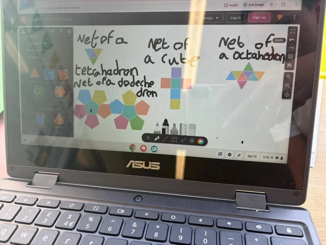 Caoimhe&rsquo;s 5th class exploring nets of 3D shapes on Polypad