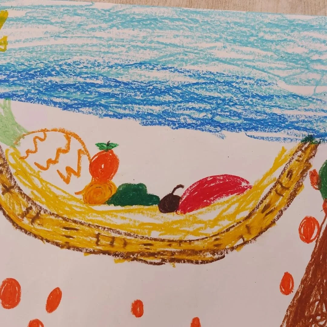 Lydia's Senior Infants produced amazing artwork inspired by the beautiful story Handa's Surprise.