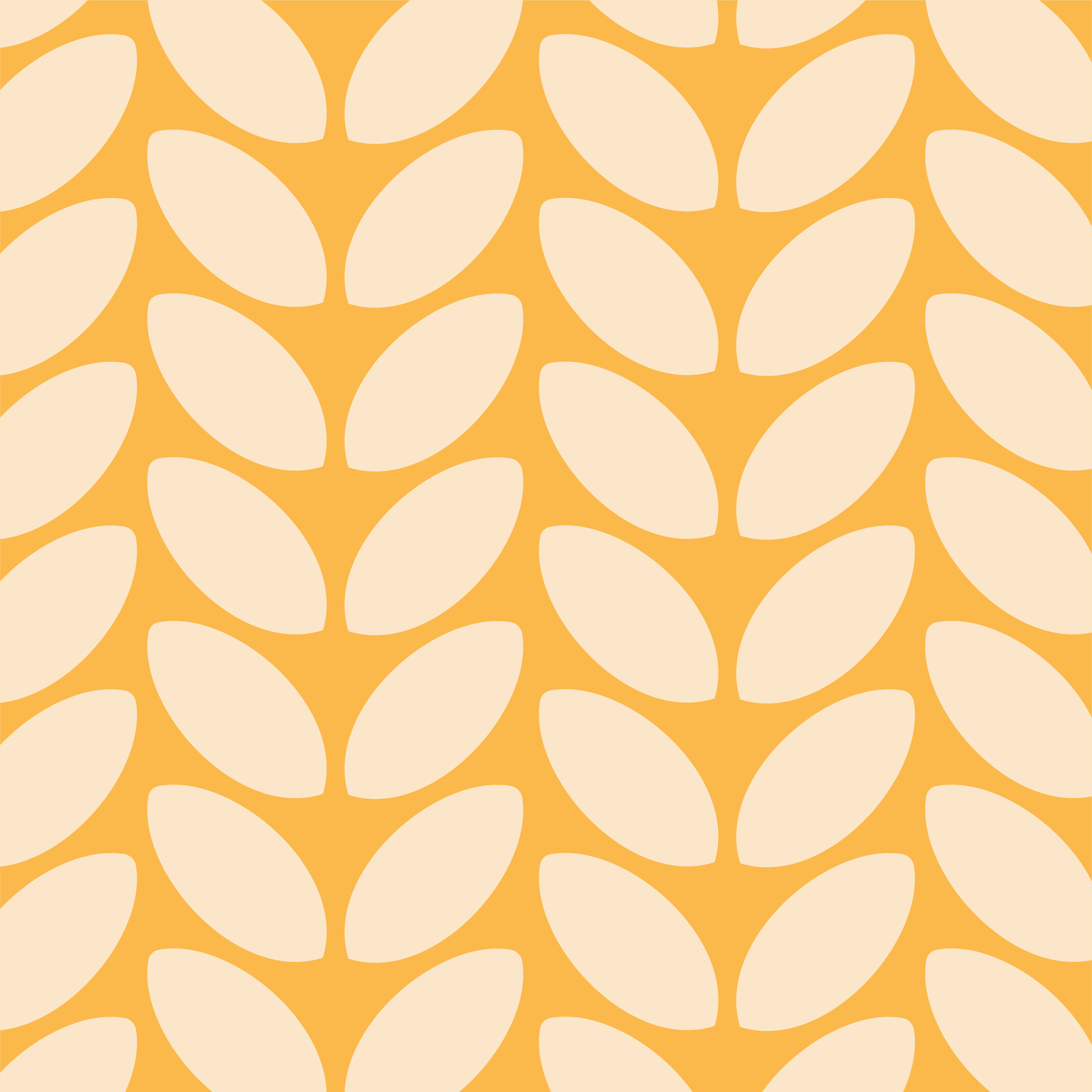 A seamless pattern of stylized cream-colored leaves on an orange background.