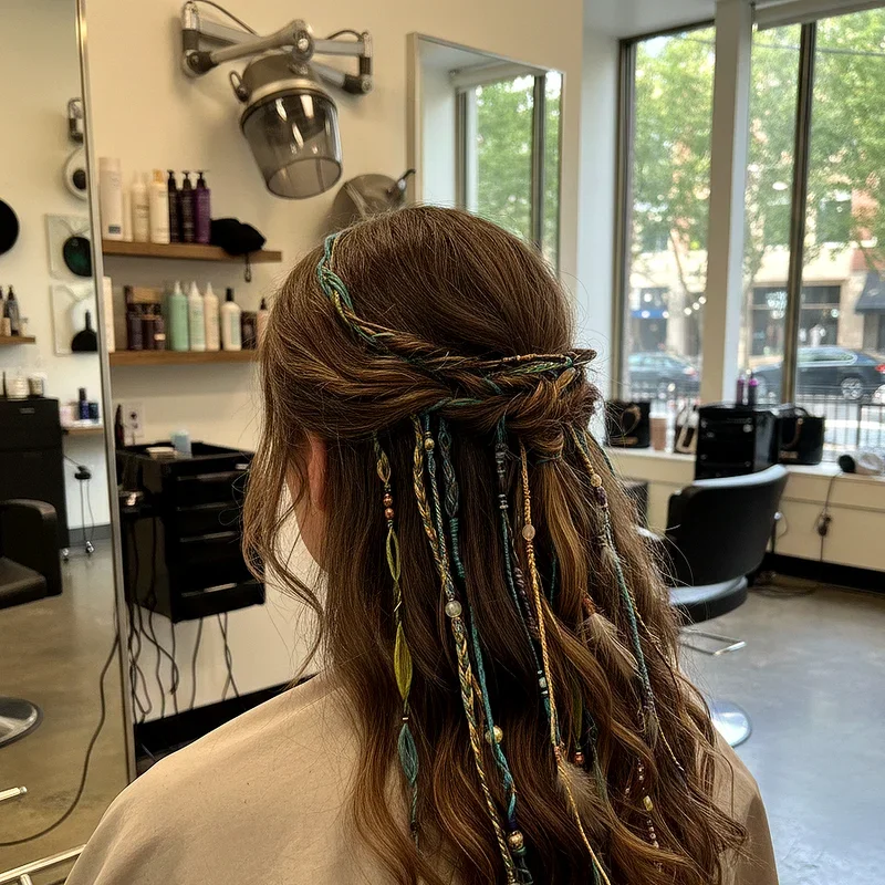 15 Thread Hair Wrap Ideas for Colorful Boho Style