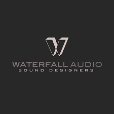 Waterfall Audio logo with the text "Sound Designers" on a black background