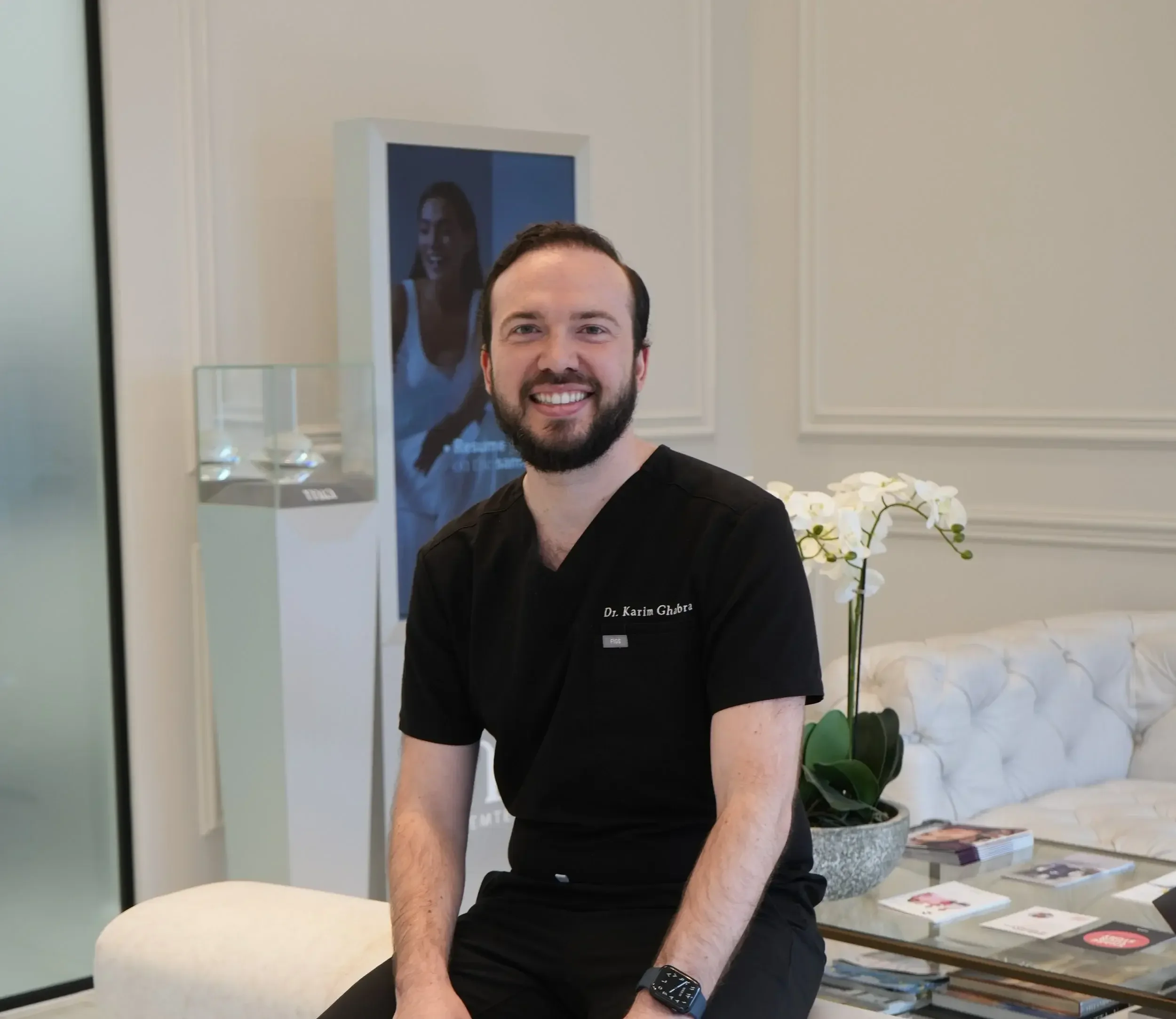 Dr Karim Ghabra sat in the reception area of his Altrincham clinic