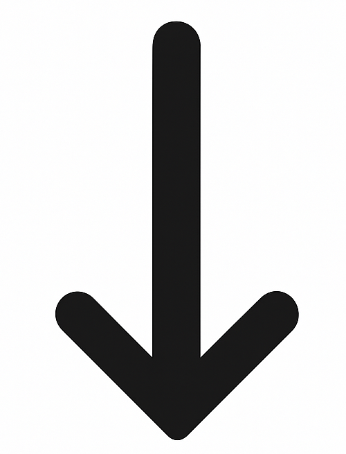 Schwarzer Abwärtspfeil auf weißem Hintergrund