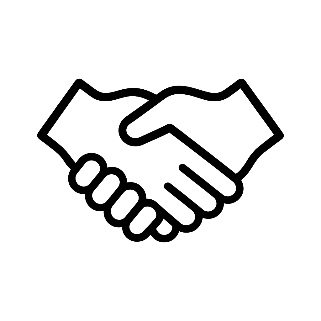 Eine Illustration eines Handschlags, der für Zusammenarbeit oder Partnerschaft steht.