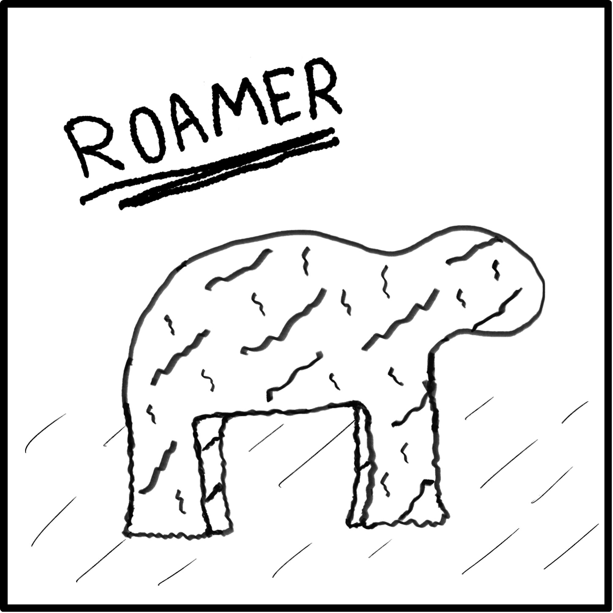 Sketch of four-legged creature called a "roamer"