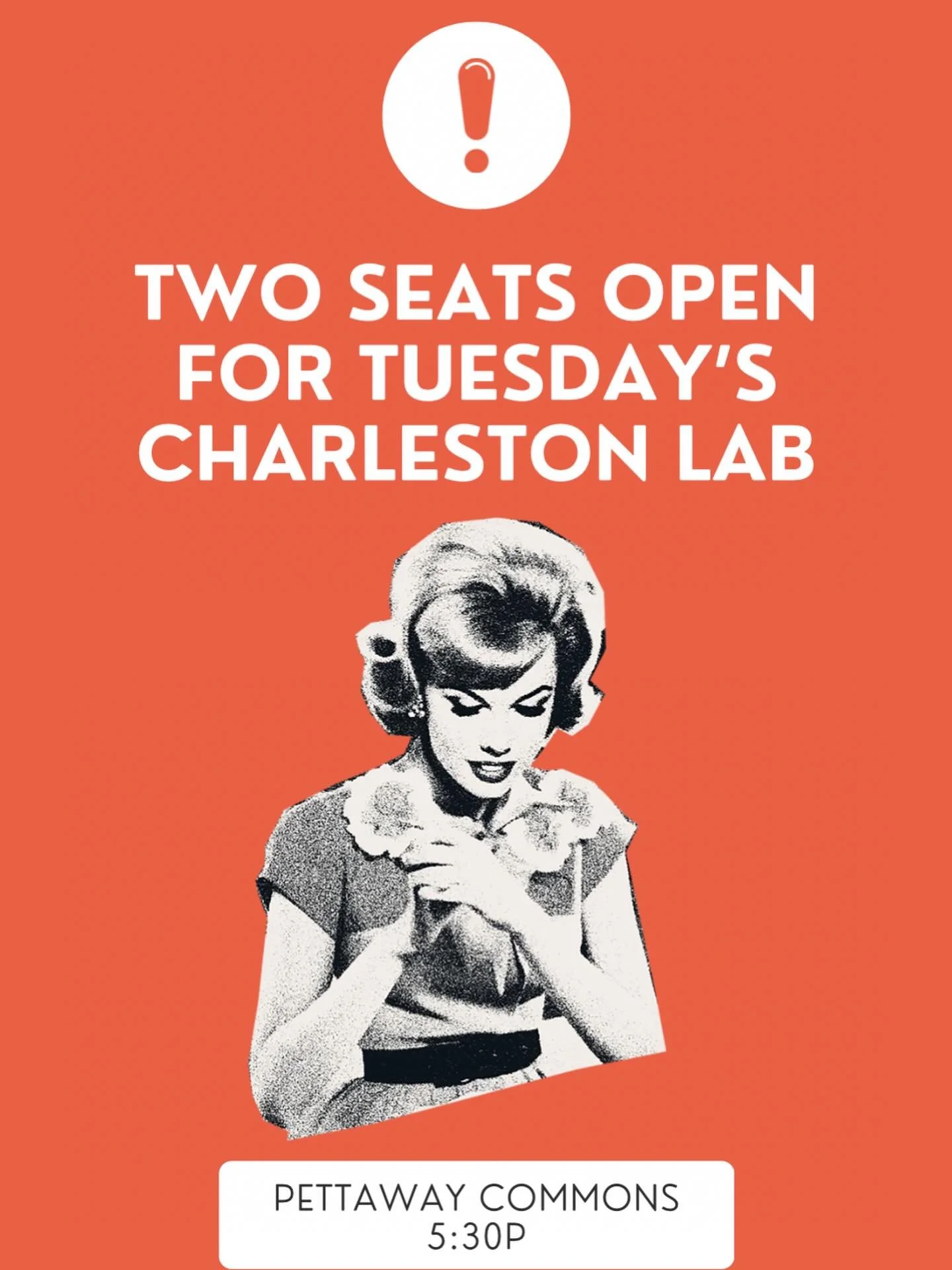 It&rsquo;s time to feel confident about your rack.

Two seats just opened up for tomorrow night&rsquo;s Charleston Lab at @pettawaycommons

Plenty of tips and tricks for getting the most out of the dance before the game begins&mdash;plus drills and e