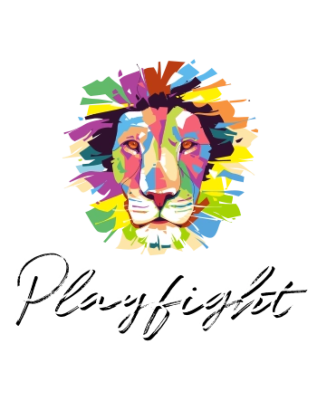Colorful lion face with a neon-style signature reading 'Platinum' below.