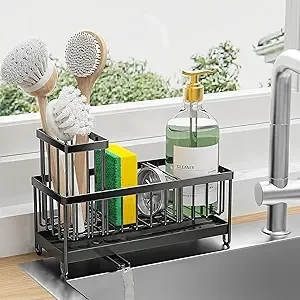 Cisily Black Sponge Holder for Kitchen Sink