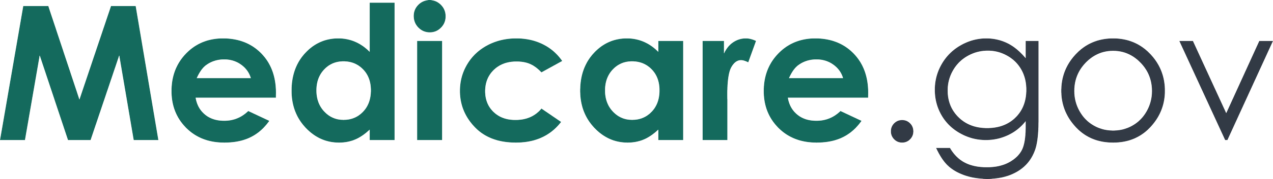 The logo of the healthcare website medicare.gov in green and black text.