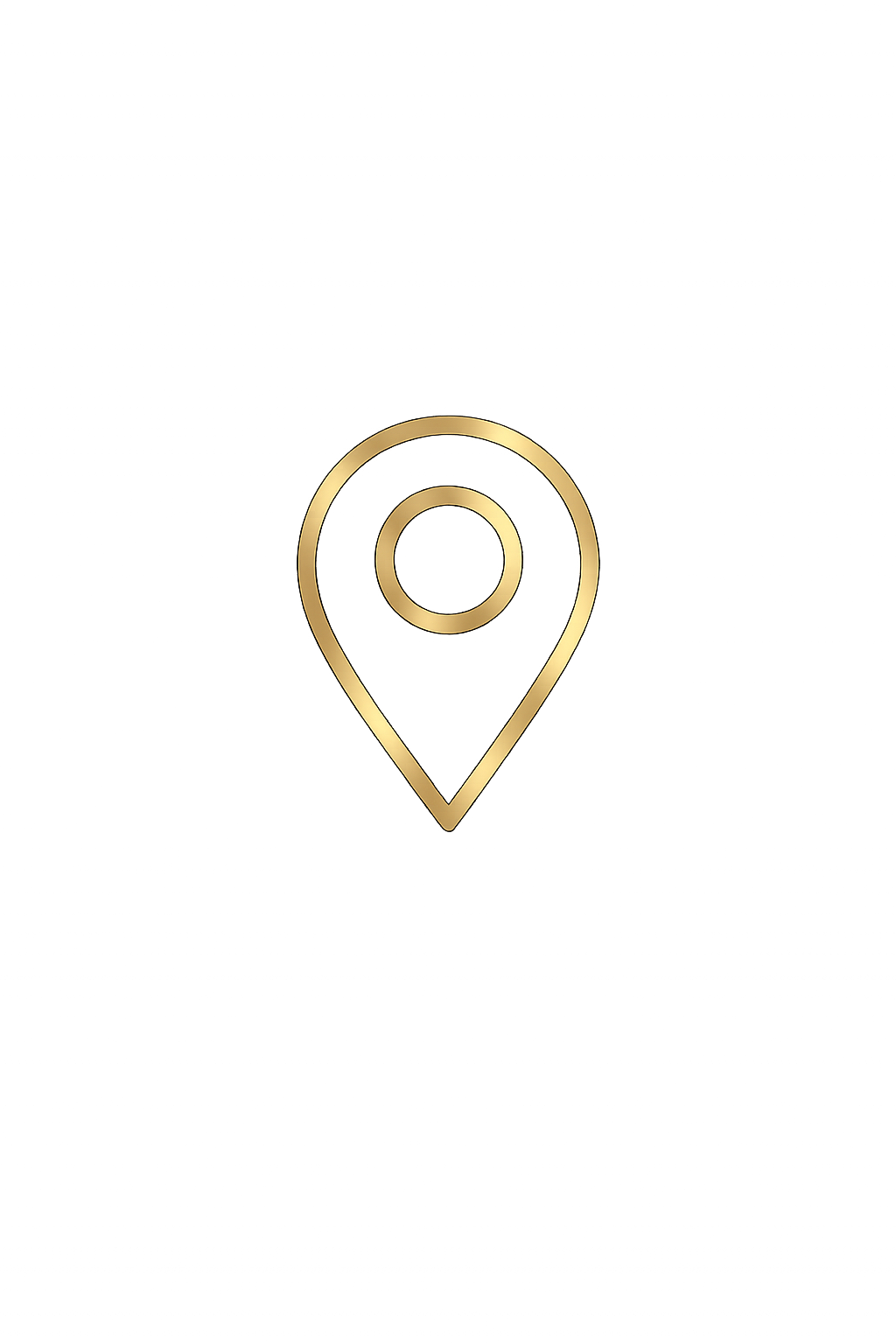 A digital map with a gold location pin marker, showing roads, water, and land areas.