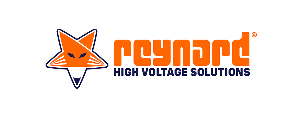 Logo of Reynard High Voltage Solutions featuring an orange fox face with stylized sharp features and text in orange and blue.