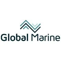 Logo of Global Marine with stylized waves above the text