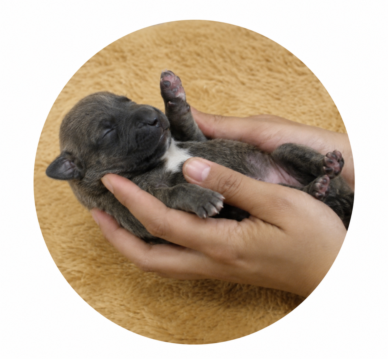 Up-right Head Position of a puppy learning early neurological stimulation