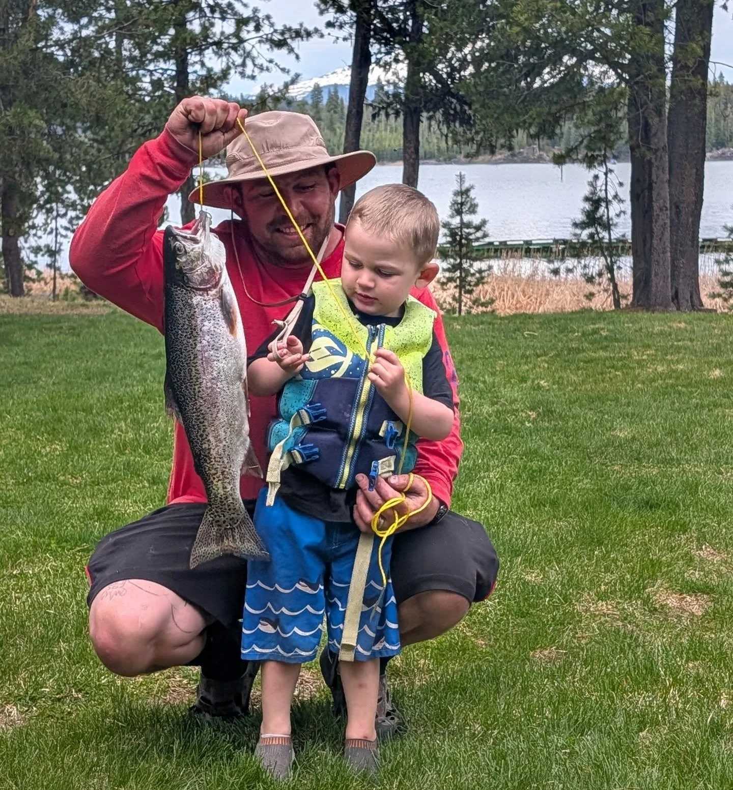 Myles and Frank are reeling in memories one cast at a time and also reeled in this beautiful rainbow trout yesterday! 🎣 
The fish are definitely active &amp; hungry - we've had a lot of great reports on all sorts of methods. 
We can't wait to see yo