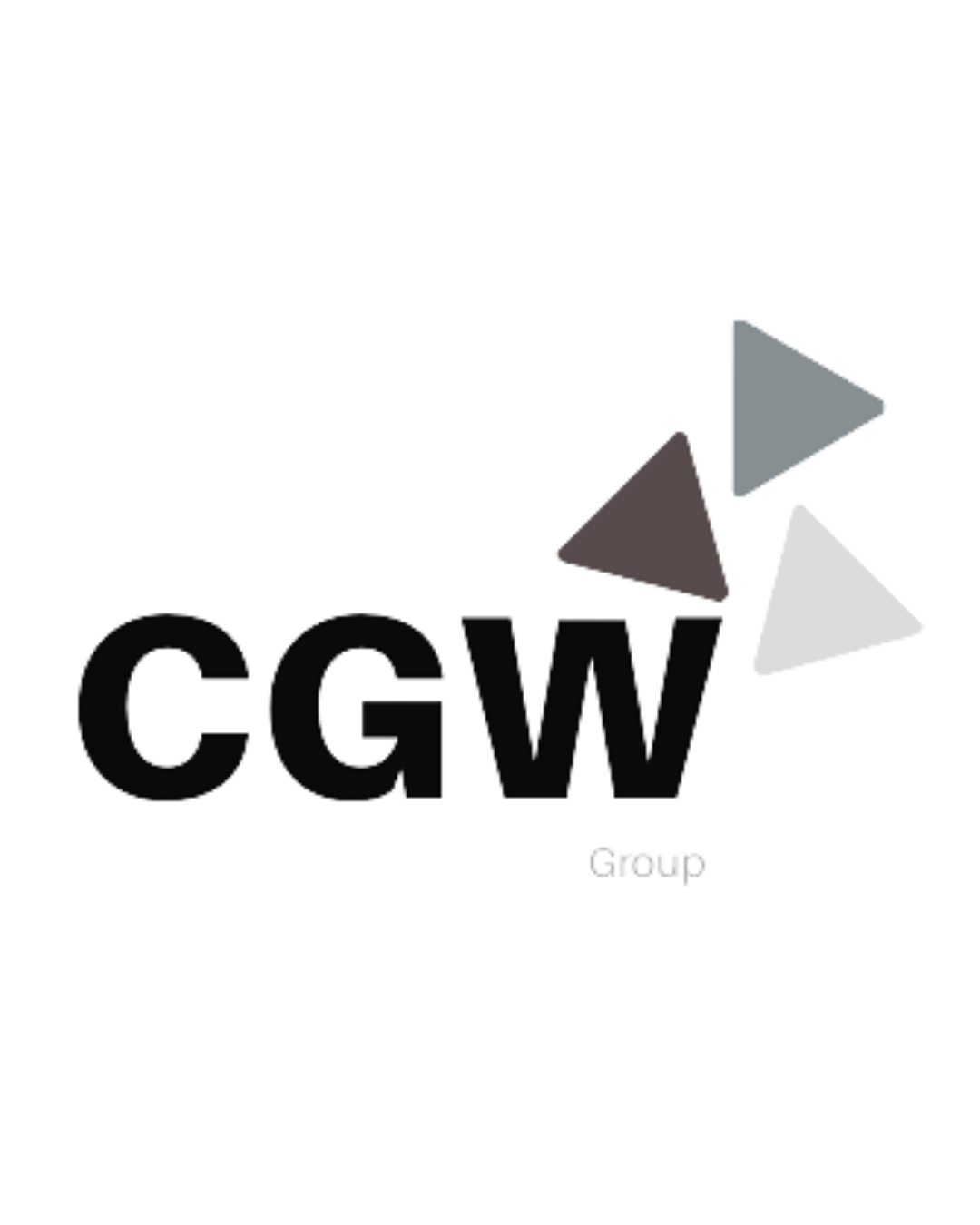 Logo with bold black letters 'CGW' and upward pointing gray and white arrows.