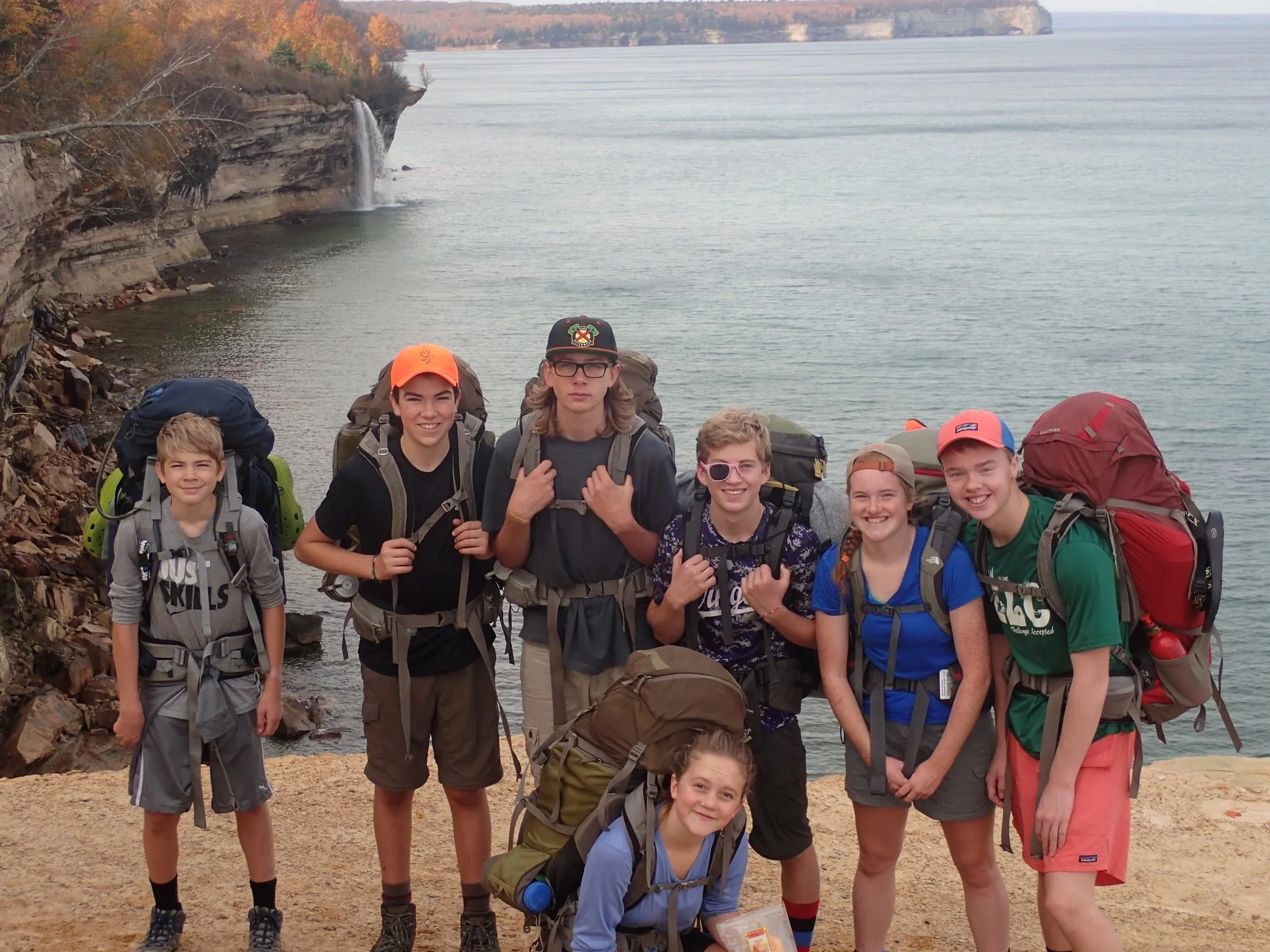 experienced backpacking students on a trip