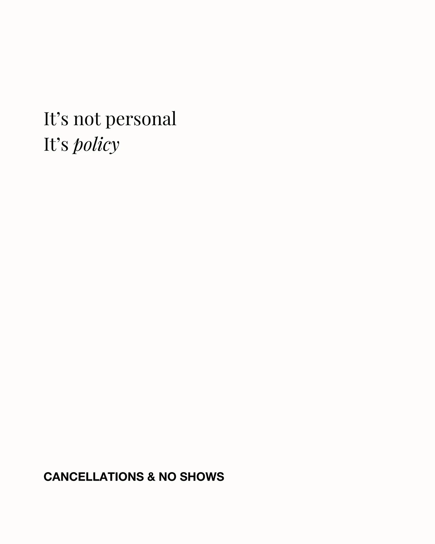 Even we hate enforcing late fees, cancellation fees etc. 

But as a business, you know that it&rsquo;s necessary. 

Because as uncomfortable as it can be, if you don&rsquo;t respect your time, neither will your clients.