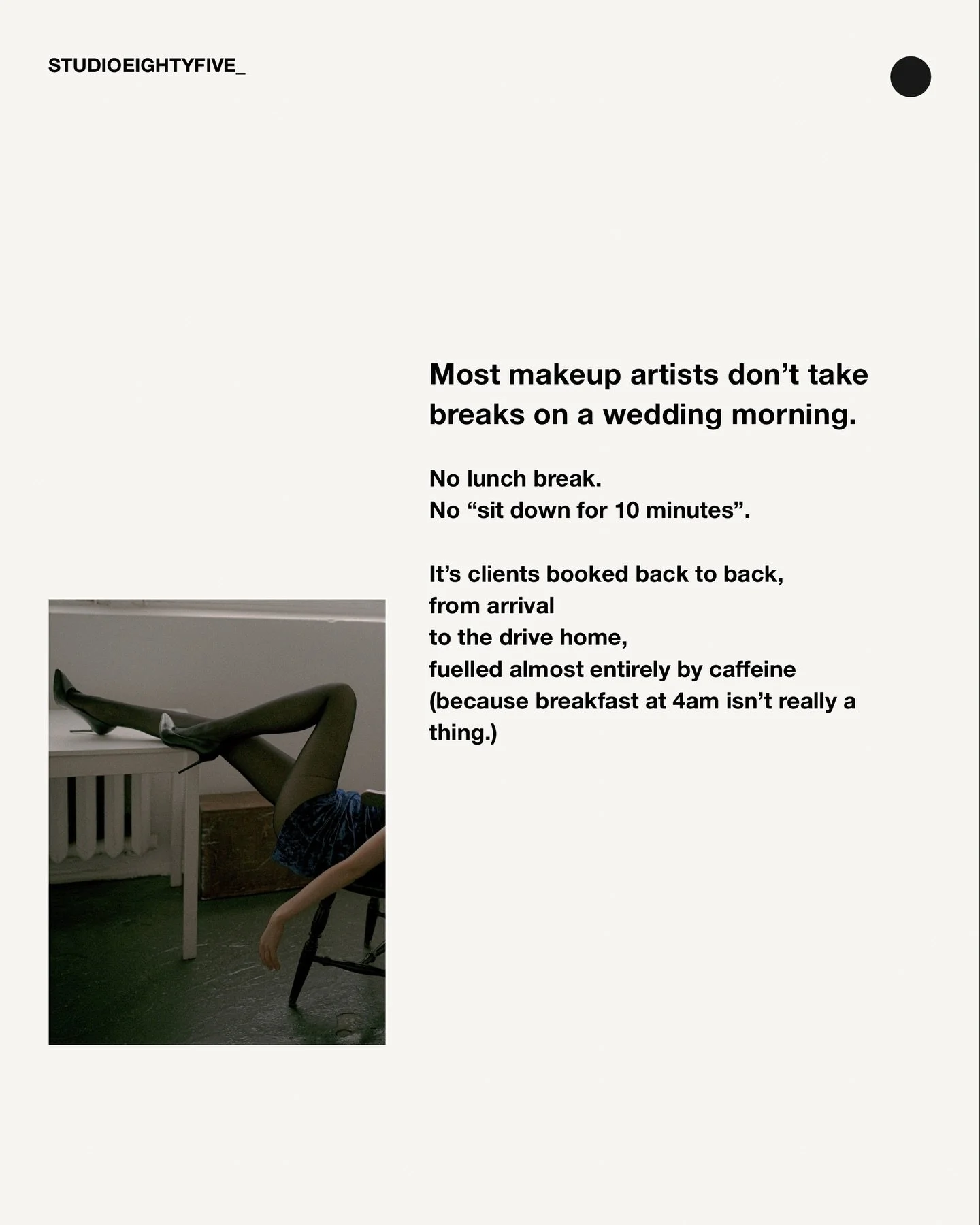 I truly don&rsquo;t think I ever took a break while working or saw any hair stylists have one either&hellip; 

Do you?