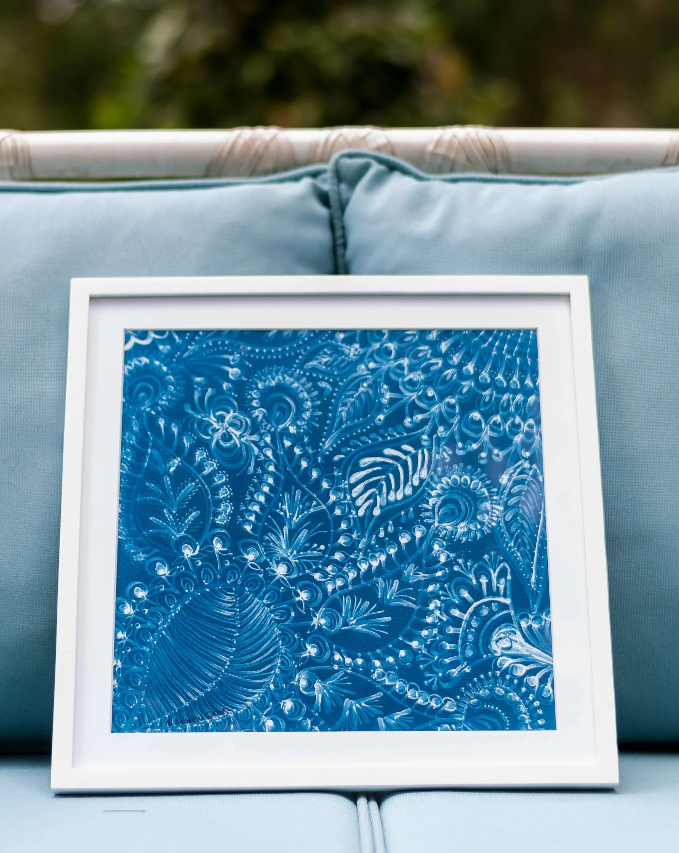 Elizabeth Ashamu Deng, Beautiful Things Happen, 2021. Cyanotype print on watercolor paper, 30 cm × 30 cm.